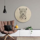 Holzbild Solti - Liebevoller Leopard - Rund 