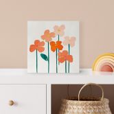 Houten Decoratieblok Kleine bloemen in perzikkleuren - Kubistika 