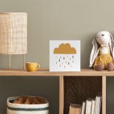 Houten Wanddecoratie - Vrolijke regen in pastelkleuren | Kinderkamer - Menina Lisboa - 15x15 cm 