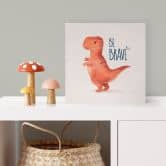Holzbild zum Hinstellen - Dino Be Brave - T-Rex - Tunaboylu - 15x15 cm 