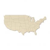 Holzdeko Pappel - Karte USA mit Ländergrenzen 