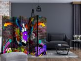 Paravent, Raumteiler freistehend, Trennwand - Graffiti: Eine Explosion der Farben , 5-teilig - 225x172 cm 