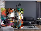 Paravent, Raumteiler freistehend, Trennwand - Graffiti - Stadtkino , 5-teilig - 225x172 cm 