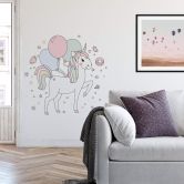 Wandtattoo Kvilis - Illustration Einhorn mit Luftballons 
