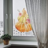 Fensterbild Kürbisbouqet mit Rosen 