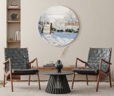 Rundes Leinwandbild Monet - Die Elster- Ø 80 cm 
