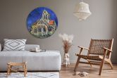 Rundes Leinwandbild van Gogh - Die Kirche von Auvers 