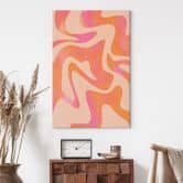 Tableau sur toile Vagues abstraites en couleur pêche - Bloom 