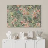 Leinwandbild Dschungel mit Papageien Grün - Bloomery Decor 