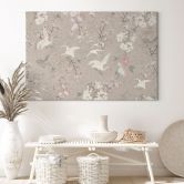 Leinwandbild Kraniche im Kirschblüten-Rausch Beige - Bloomery Decor 