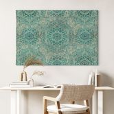 Canvas schilderij Mandala Boho Goud-groen | Geometrisch monster - Bloomery Decor 