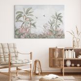 Leinwandbild Tropische Idylle mit Kolibri Blau - Bloomery Decor 
