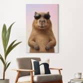 Leinwandbild Cooles Capybara mit Sonnenbrille 