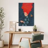 Leinwandbild Frau im Blumenkleid mit Schmetterling - Hülya 