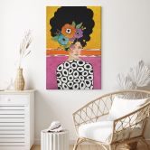 Leinwandbild Porträt - Frau mit bunter Blumenkrone - Hülya 
