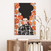 Leinwandbild Frau mit Retro-Mohnblumen - Hülya 