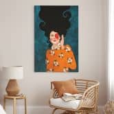 Canvas schilderij Mysterieuze vrouw met roos - Hülya 