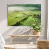 Leinwandbild Idyllische Felder im Nebel | Natur | Wohnzimmer - Keller 