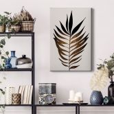Leinwandbild Kubistika - Blatt in Gold 