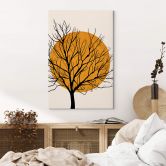 Leinwandbild Kubistika - Goldene Sonne hinter einem Baum 