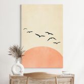 Leinwandbild Vogelschwarm im Sonnenuntergang - Kubistika 