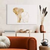 Leinwandbild Manovski - Line Art - Goldene Elefanten 