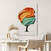 Leinwandbild Baum mit oranger und grüner 3D-Krone - Mielu 