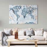 Tableau sur toile Mielu - Carte du monde en marbre 