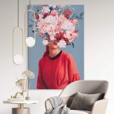 Leinwandbild Elegante Frau mit prachtvollen Blumen - Moth 