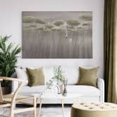 Leinwandbild Lotusblumen mit Schwan im Wasser in Grau - Ms Tiff 