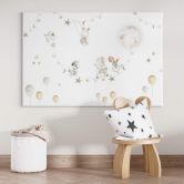 Kinderzimmer Leinwandbild Fröhliche Tiere mit Sternenhimmel - Oliver Robins 