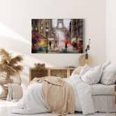 Leinwandbild Roter Schirm in Paris Aquarell 
