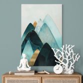 Leinwandbild Abstrakte Berge in Gold und Blau - SpaceFrog Designs 