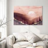 Leinwandbild Rosa Sonnenuntergang über dem Wald - SpaceFrog Designs 