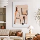 Tableau sur toile Nature morte abstraite : Bouteille et verre à vin - Treechild 