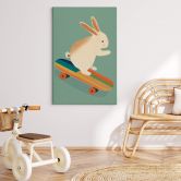 Leinwandbild Treechild - Niedlicher Hase auf einem Skateboard 