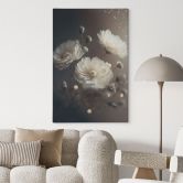 Leinwandbild Weiße Blumen mit Goldstaub - Treechild 