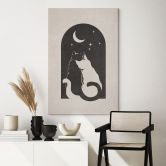 Leinwandbild Zwei Katzen im Mondschein - Tunaboylu 