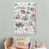 Leinwandbild Kinderzimmer - Illustration von Zootieren mit Zahlen - Walentynowicz 