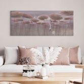 Leinwandbild Lotusblumen mit Schwan im Wasser in Altrosa - Ms Tiff - Panorama 