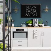 Leinwandbild Pizza Pasta & Vino schwarz 