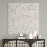Leinwandbild Abstraktes Rissmuster in Beige | Steinmosaik - Alma - Quadratisch 