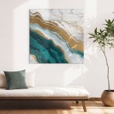 Leinwandbild Marmor-Fluss aus Gold und Jade - Alpenglow Workshop - Quadratisch 