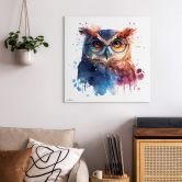 Leinwandbild Heine - Intelligente Eule mit Brille - Astro Cruise - Quadratisch 