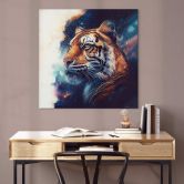 Leinwandbild Heine - Tiger im Sternenhimmel - Quadratisch 