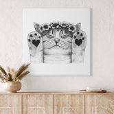 Canvas schilderij Lieve kat met hartjespootjes - Korenkova - Vierkant 