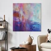 Leinwandbild Abstrakte Küstenlinie in Violett - Schmucker | Abstrakte Kunst - Quadratisch 
