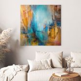 Leinwandbild Abstrakte Kunst - Fernes blaues Licht - Schmucker - Quadratisch 
