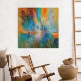 Leinwandbild Abstrakt - Urbanes Licht in Blau und Orange - Schmucker - Quadratisch 