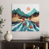 Leinwandbild Berg Land Fluss - SpaceFrog Designs 